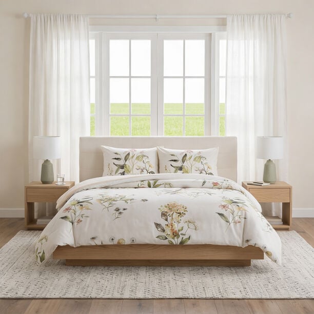 "Boutique Blanche Cotton Duvet Set 3 Pieces Green Queen 200*240 cm image number 0