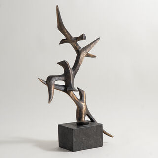 Homez resin bird abstract sculpture, bronze 35*16*62cm