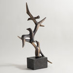 Homez resin bird abstract sculpture, bronze 35*16*62cm image number 0