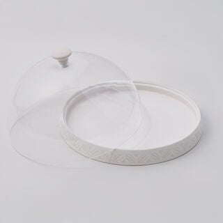 La Mesa Porcelain Serving Plate with Glass Lid 25*25*3 cm