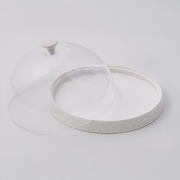 La Mesa Porcelain Serving Plate with Glass Lid 25*25*3 cm image number 4
