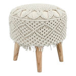 Macrame Wooden Stool 35*35*38 cm image number 1