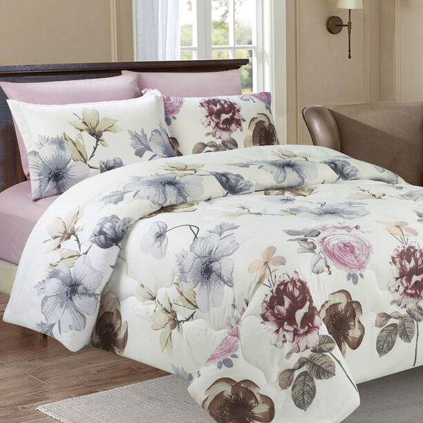 Cottage 3 Pieces Microfiber Comforter Set Sandale Printed Pillow Shams Twin Size 160×220 Cm image number 1
