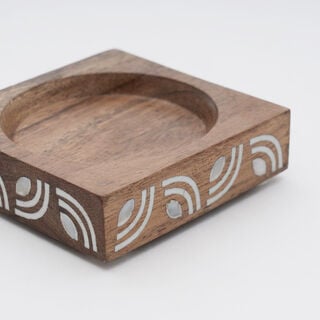 Pearl Collection Dallaty Wood Saucer Wood & MOP, Natural, 7.5*7.5*2 cm