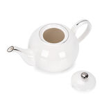 English Tea Pot White Silver Rim image number 2