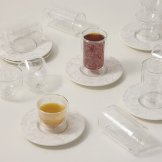 Dallaty white porcelain and glass Tea and coffee cups set 18 pcs