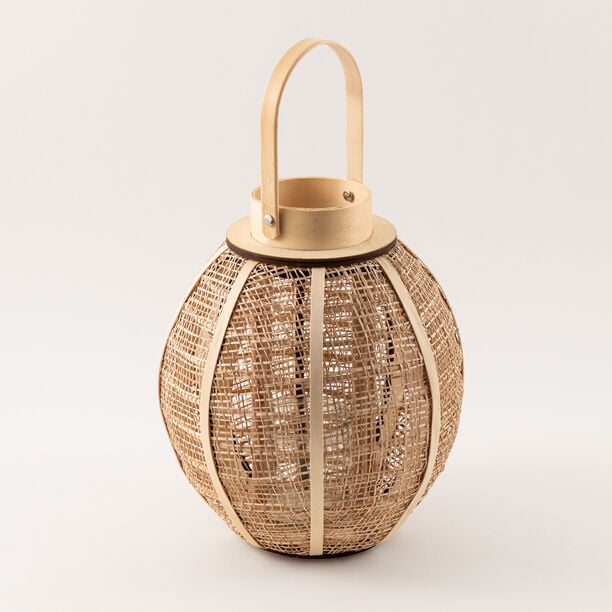 هومز فانوس بامبو 24*24*27سم، بيج image number 1