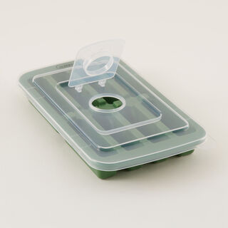 البرتو قالب ثلج سيليكون مستطيل مع غطاء أخضر 8 فتحات