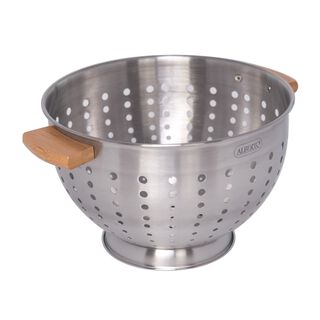 Alberto Stainless Steel Fruit Basket With Wood Hands