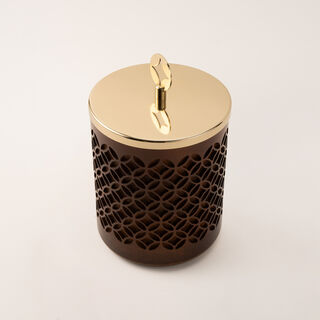 La Mesa meduim wooden container in gold 12*12*20 Cm