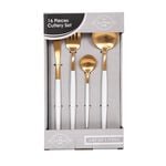 La Mesa 16 Pieces Cutlery Set Gold And White image number 1