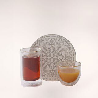 Dallaty white porcelain and glass Tea and coffee cups set 18 pcs