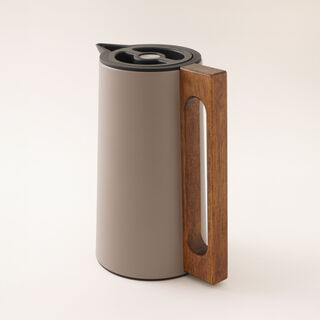 Dallaty Steel Vacuum Flask Flask With Wood Handle 1L, Beige