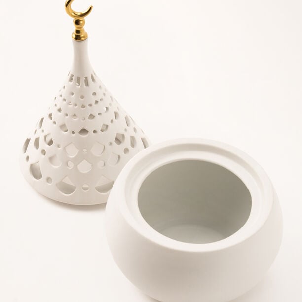 Homez ceramic white candle holder 19.8*19.8*37.5 cm image number 4