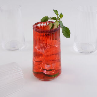La Mesa 4 Pcs Ribbed Highball Glass Set, Clear 8*8*14.2 Cm