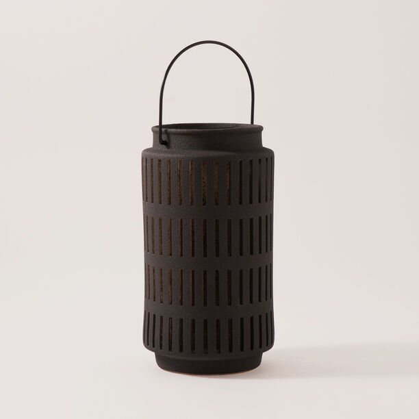 Homez Ceramic Lantern, Dark Grey 15.5*15.5*28Cm image number 0