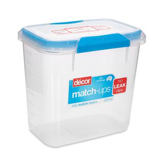 Decor Plastic Food Saver Tall Rectangle Shape V: 2.3 L Blue Lid ( Match Ups Clips)