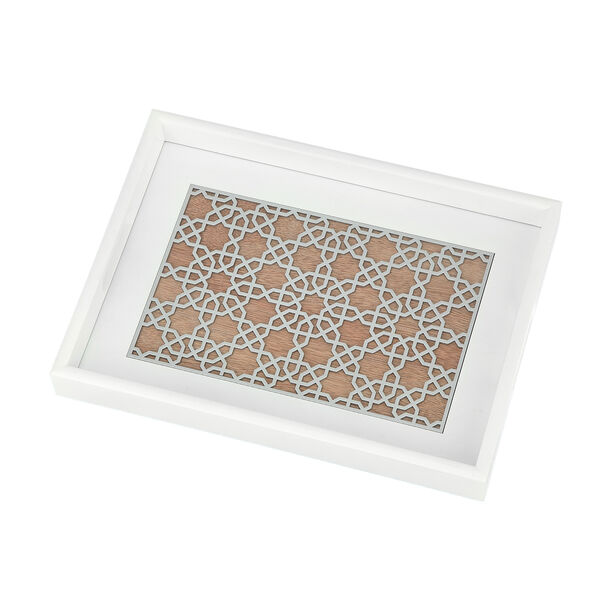Wood Tray Pp 1Pc White Silver image number 1