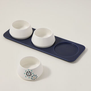 Dallaty white porcelain nut bowls with tray set 4 pcs