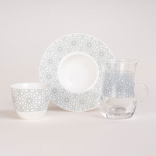 Zukhroof 28 Pieces Porcelain Tea And Coffee Set Othmani Gray Serve 6