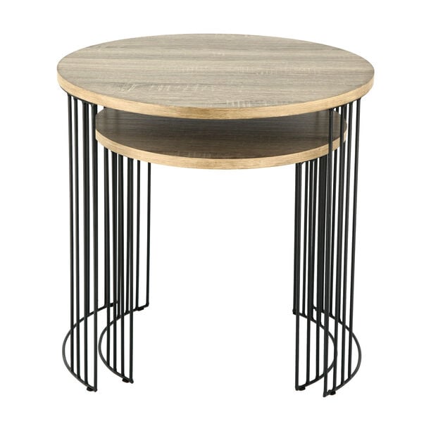 طقم طاولات جانبية مصنوعة من الخشب من قطعتين image number 3