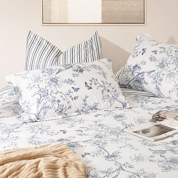 Cottage icy floral 6pc comforter king blue 220*240 cm image number 0