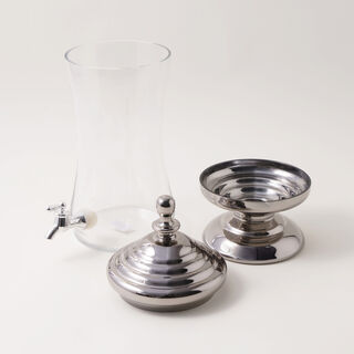 La Mesa glass beverage dispenser with silver base & lid 3.2L
