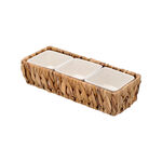 3Pcs Porcelain Square Dish With Rattan Basket image number 0