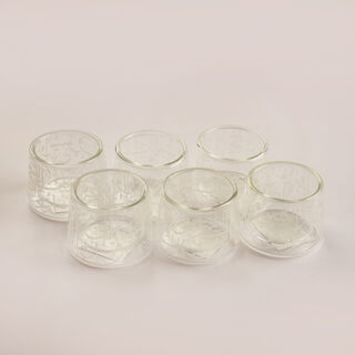 Dallaty 6Pcs Arabic Coffee Cups With Wooden Bases Ramas Collection, Beige