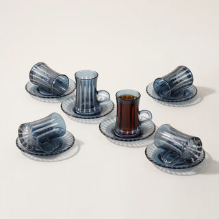 Dallaty glass 12pcs tea cup set, blue