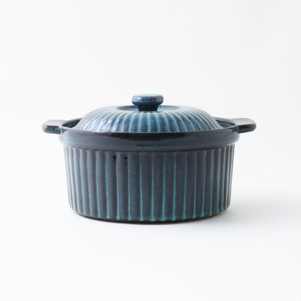 لا ميسا حافظة طعام بغطاء فخار 34*20*7.5سم، أزرق image number 0