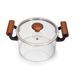 Alberto Borosilicate Glass Casserole With Lid And Wooden Handle V: 7200Ml image number 1