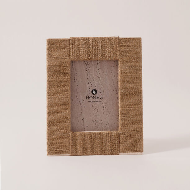 Homze metal and jute photo frame, beige 23*28*3.5 cm image number 1