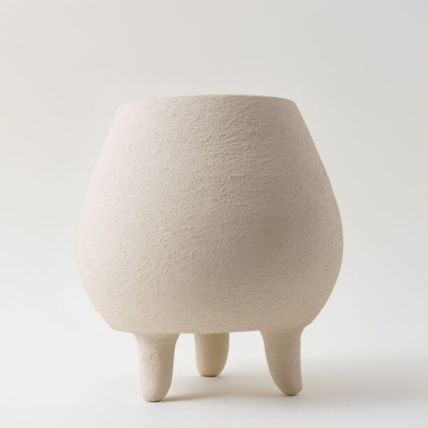 Homez Clay Stone Vase 19*19*29Cm, Offwhite image number 0