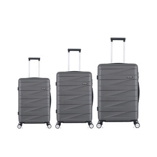 3 Piece Abs Trolley Case Set Horizontal Stripes Dark Grey 20/24/28"