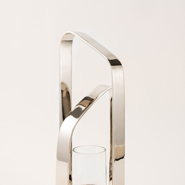 Homez silver stainless steel candle holder 17*17*43 cm image number 2