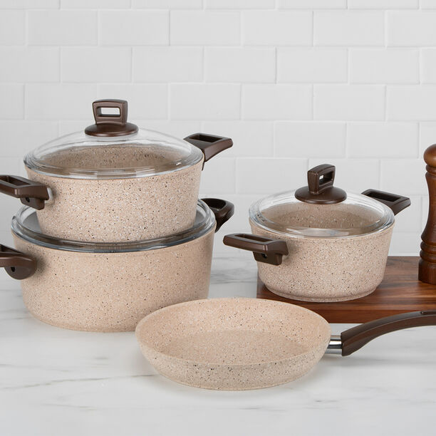 اشتري طقم قدور البرتو جرانيت 7 قطع لون ورديأونلاين نايس