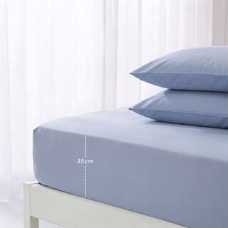 بوتيك بلانش شرشف سرير مطاطي قطن 100% ساتان 300 خيط أزرق فاتح 160*200 سم