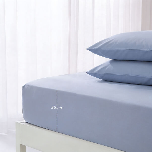 بوتيك بلانش شرشف سرير مطاطي قطن 100% ساتان 300 خيط أزرق فاتح 160*200 سم image number 2
