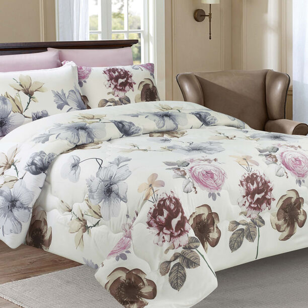 Cottage 3 Pieces Microfiber Comforter Set Sandale Printed Pillow Shams Twin Size 160×220 Cm image number 0