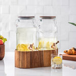 La Mesa 2 pcs glass juice dispensser with wooden base 3.1 L image number 1