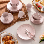 La Mesa 16 Pcs Dinner Set Serve 4 Embossed Pink image number 0