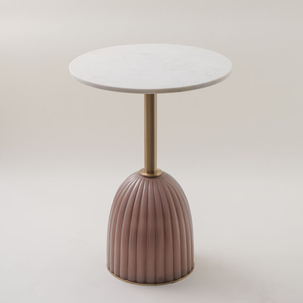 Homez marble side table 46*55cm, pink image number 0