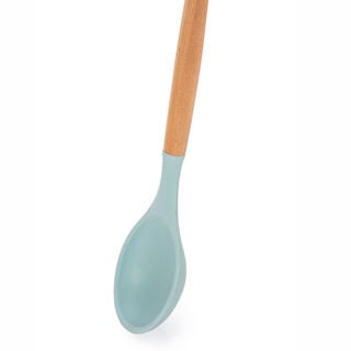 Alberto Silicone Cooking Spoon With Wooden Handle Blue