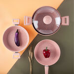 Alberto Granite Series 7Pcs Cookware Set Pink Stone image number 3