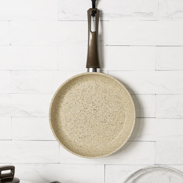 Alberto 7pcs 4mm granite cookware set brownstone color handle image number 3