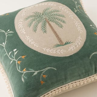 Homez Green Framed Palm Cushion Cover, 45*45Cm