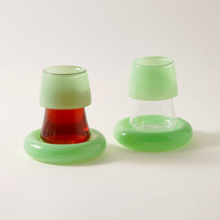 Dallaty 12Pcs Glass Tea Cup Set With Saucers, Light Green