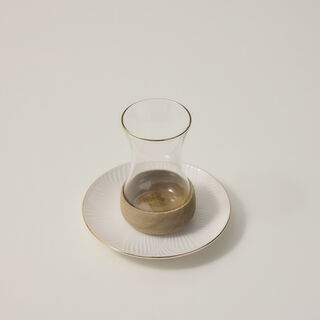 18 Pcs Arabic Tea And Coffee Set White Blend