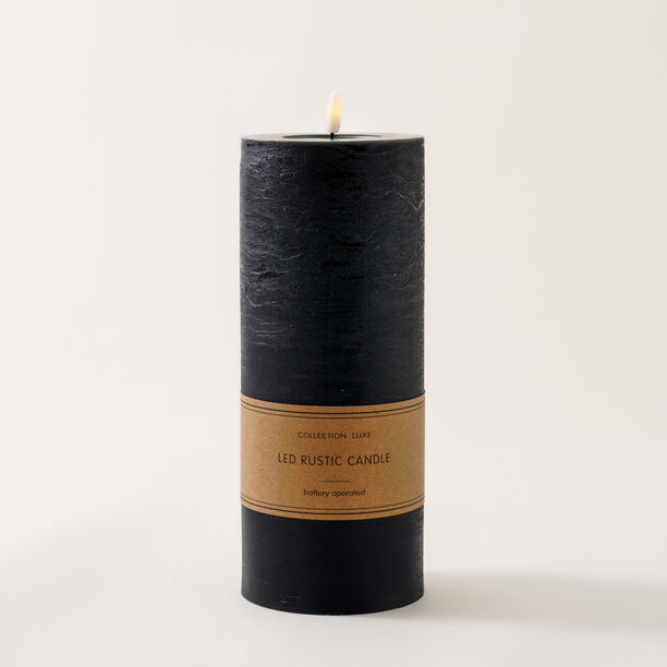 LED rustic candle in black 10*25cm image number 0